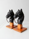 antique horse head hitching post finials pair