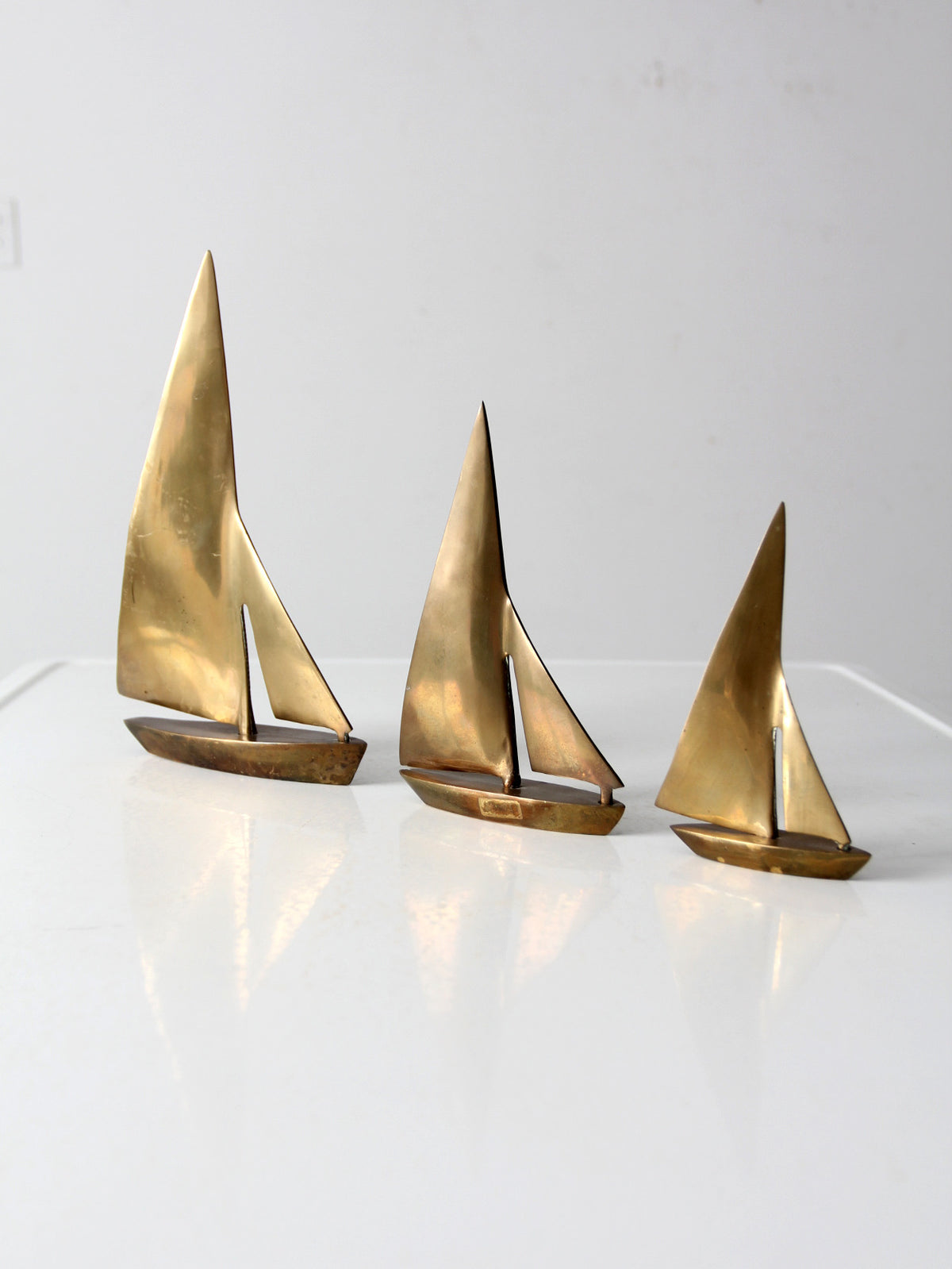 mid century brass sailboats set of 3