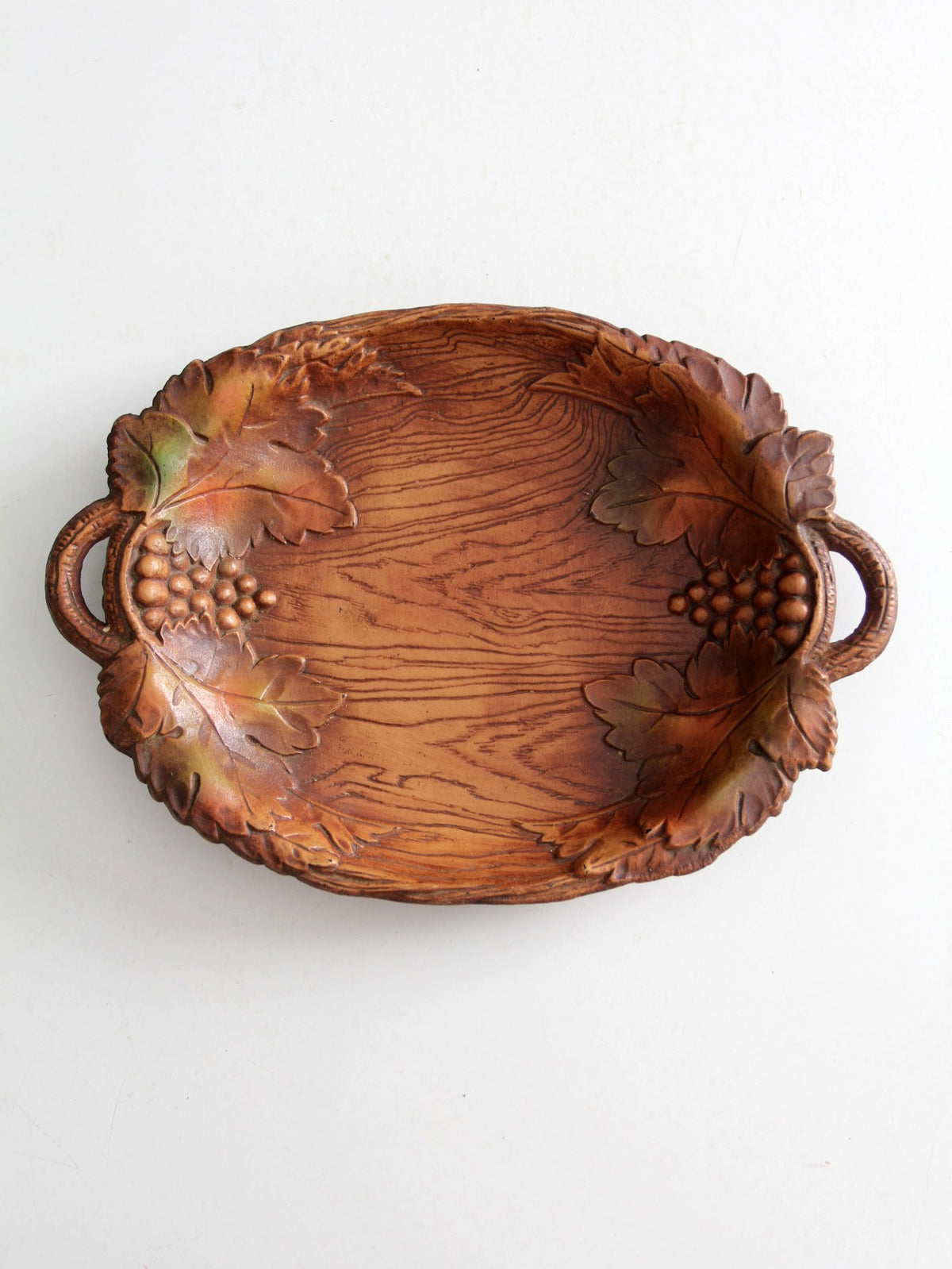 vintage decorative cast wood leaf bowl