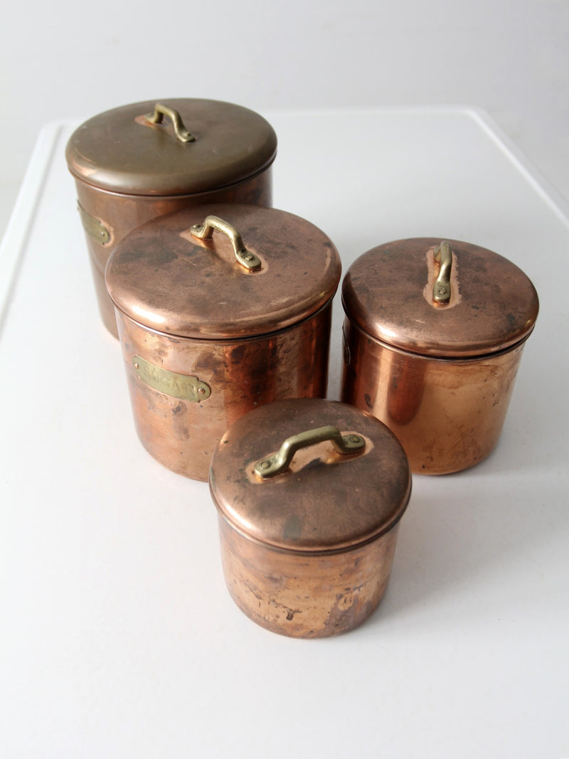 vintage copper kitchen canisters set of 4