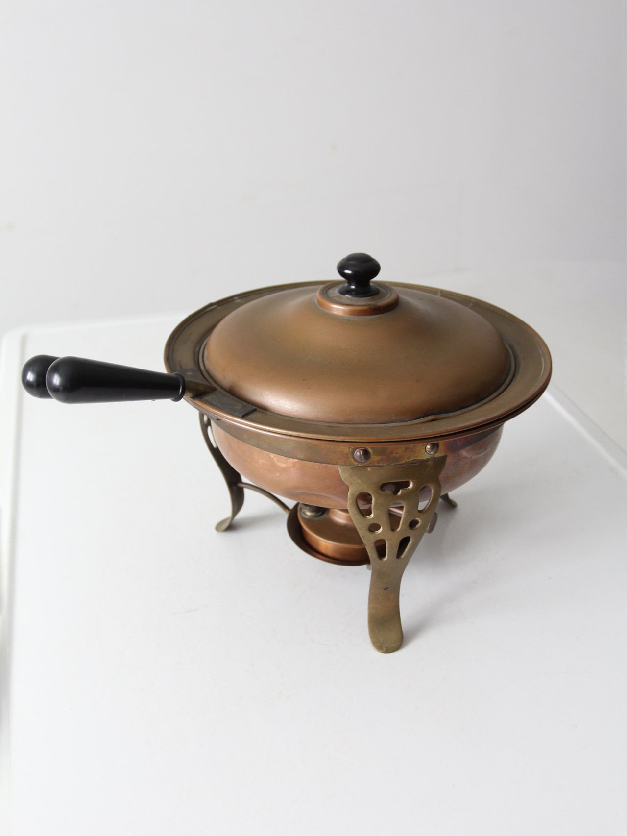 VINTAGE COPPER CHAFING store TABLE DISH SET