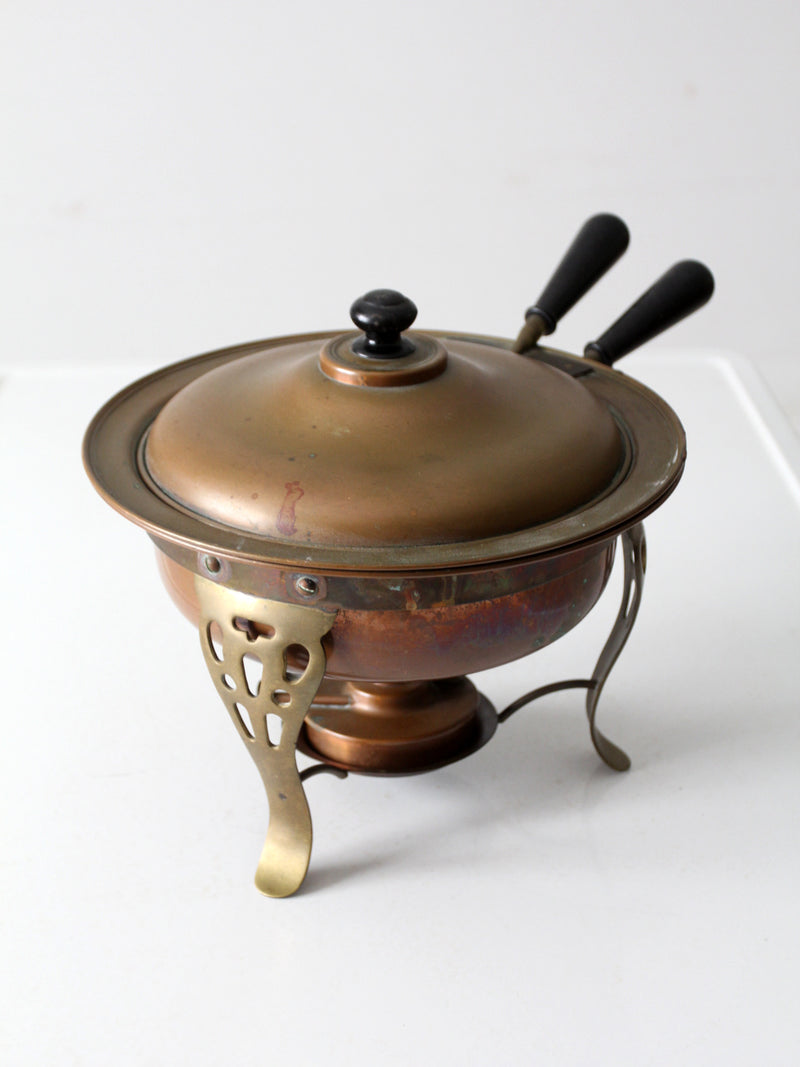 vintage copper chafing dish set