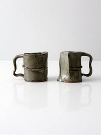 vintage abstract studio pottery mugs pair