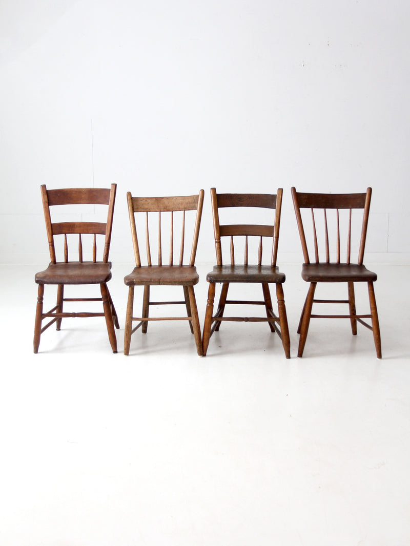 antique American primitive chairs set of 4