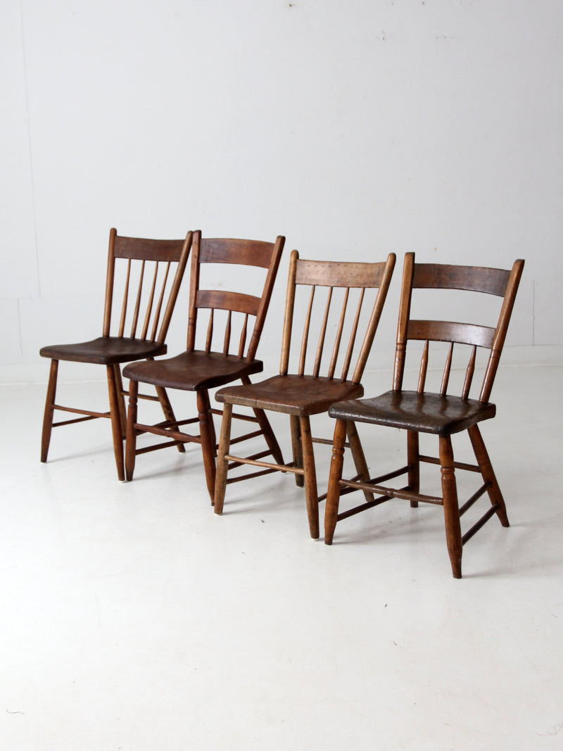 antique American primitive chairs set of 4