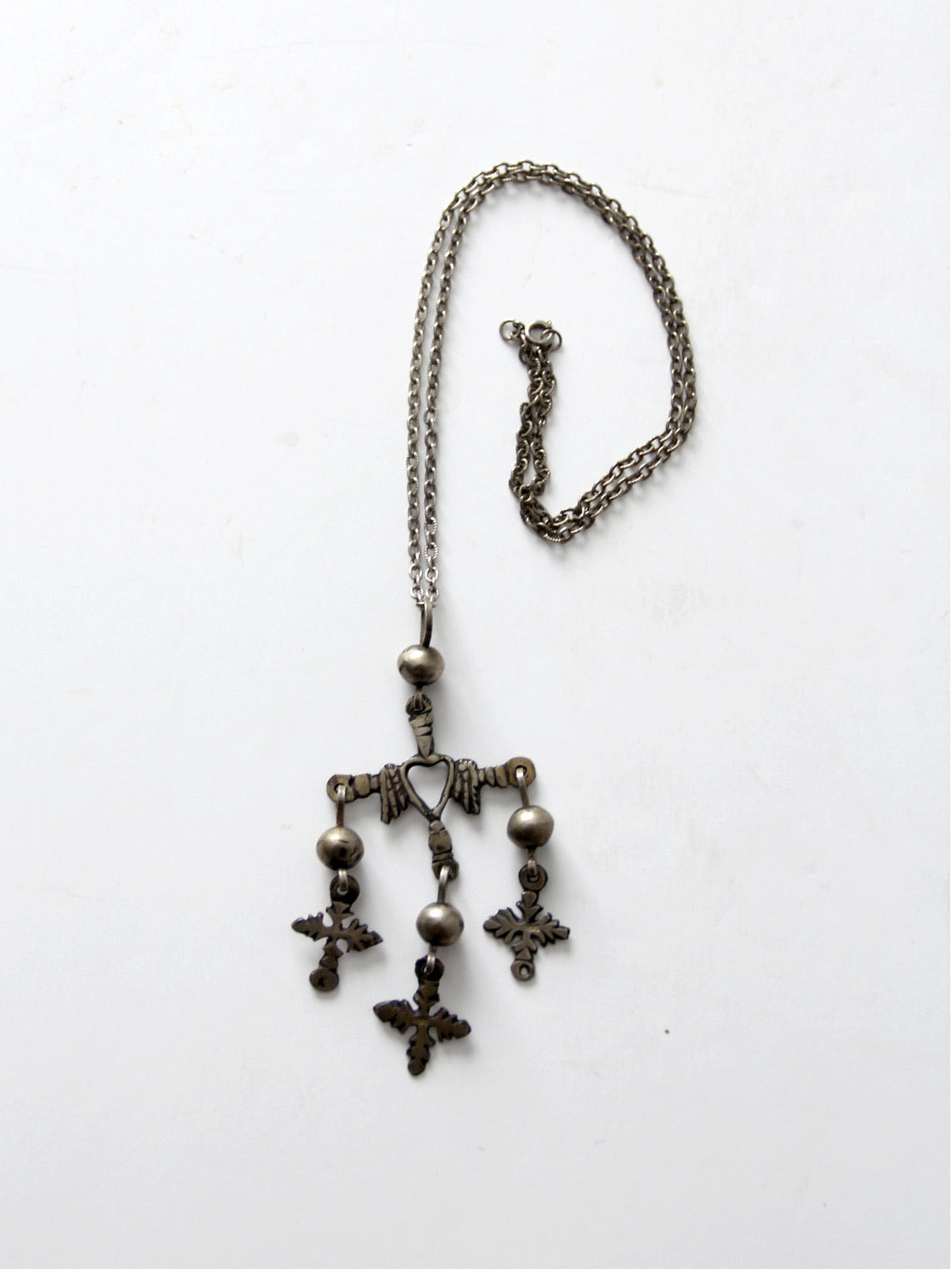 vintage Yalalag Mexican silver cross necklace