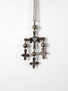 vintage Yalalag Mexican silver cross necklace