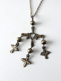 vintage Yalalag Mexican silver cross necklace