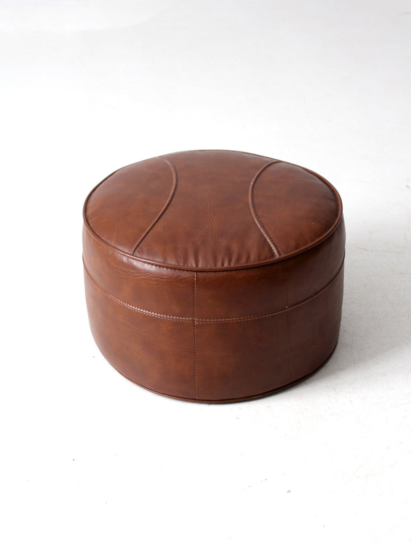 mid century faux leather ottoman pouf