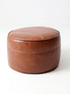 mid century faux leather ottoman pouf