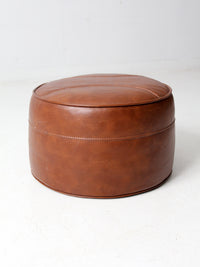 mid century faux leather ottoman pouf