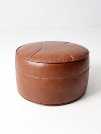 mid century faux leather ottoman pouf