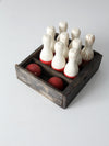 antique bowling game skittles set with box