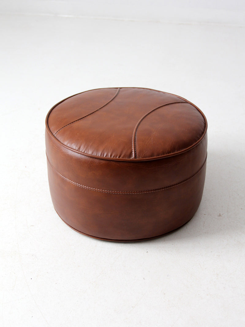 mid century faux leather ottoman pouf