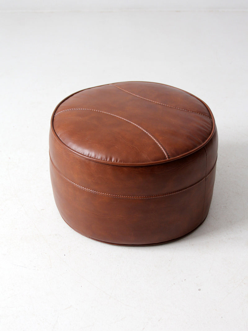 mid century faux leather ottoman pouf