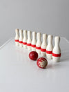 antique bowling game skittles set with box