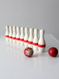 antique bowling game skittles set with box