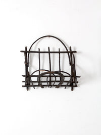 antique Adirondack twig wall basket