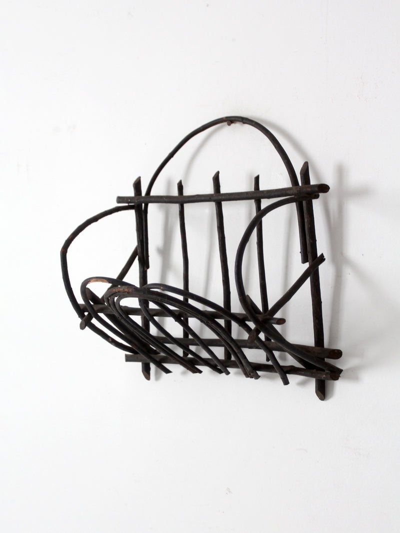 antique Adirondack twig wall basket