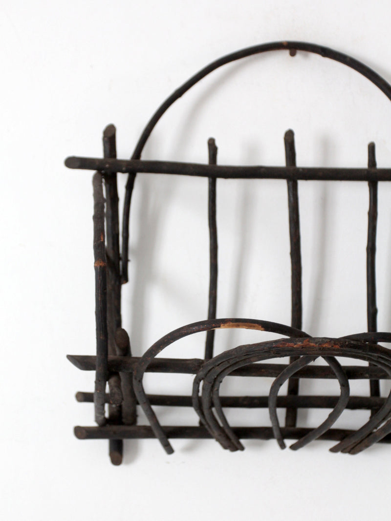 antique Adirondack twig wall basket