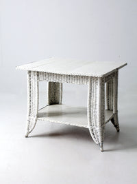 antique white wicker library table