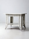 antique white wicker library table