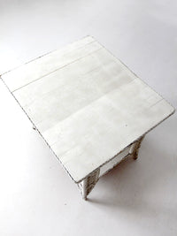 antique white wicker library table