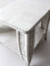 antique white wicker library table