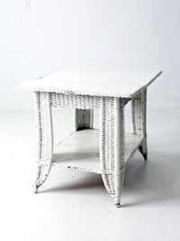 antique white wicker library table