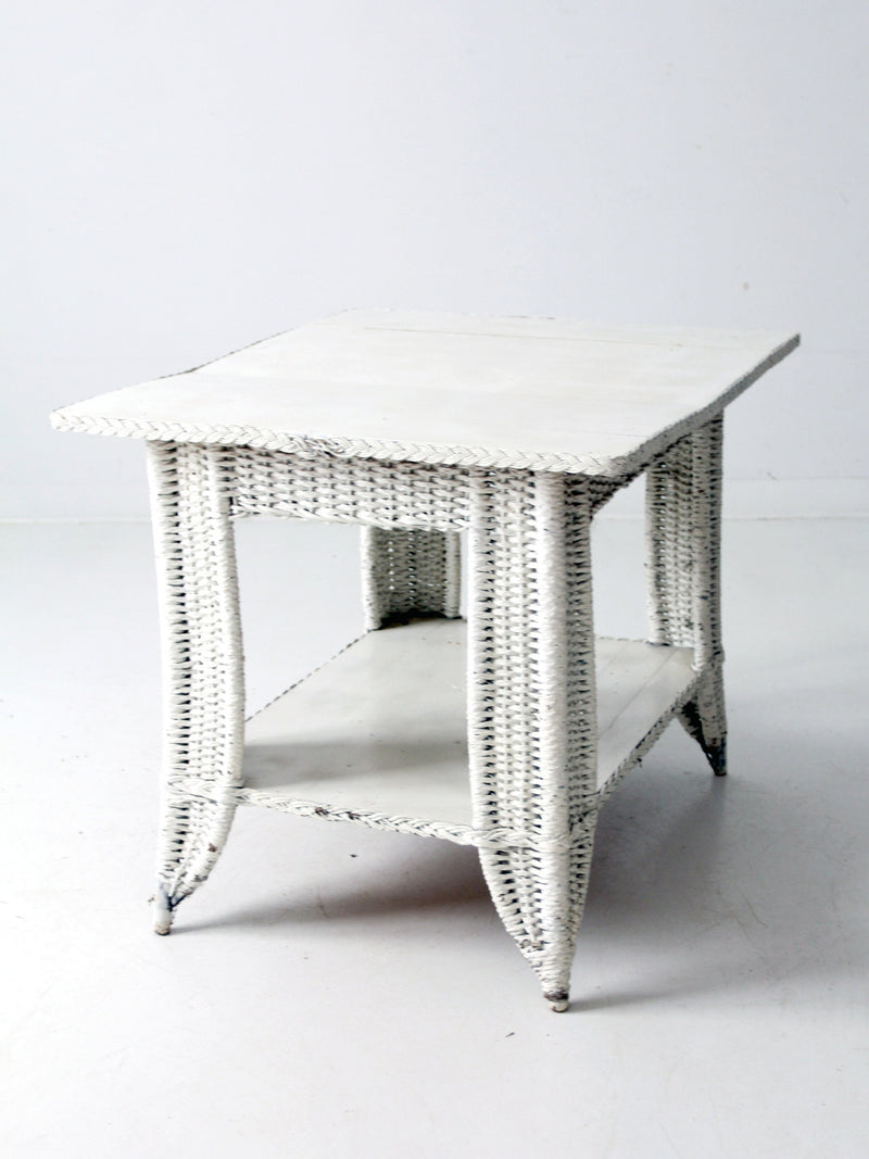 antique white wicker library table