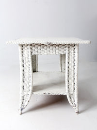 antique white wicker library table