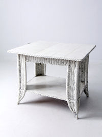 antique white wicker library table