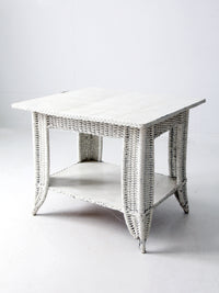 antique white wicker library table