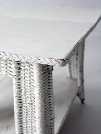 antique white wicker library table