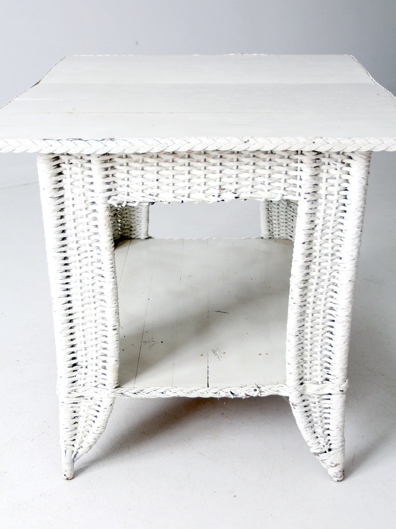 antique white wicker library table