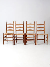 set of 4 ladder back chairs with woven seats