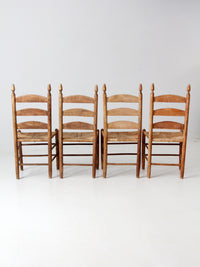 set of 4 ladder back chairs with woven seats