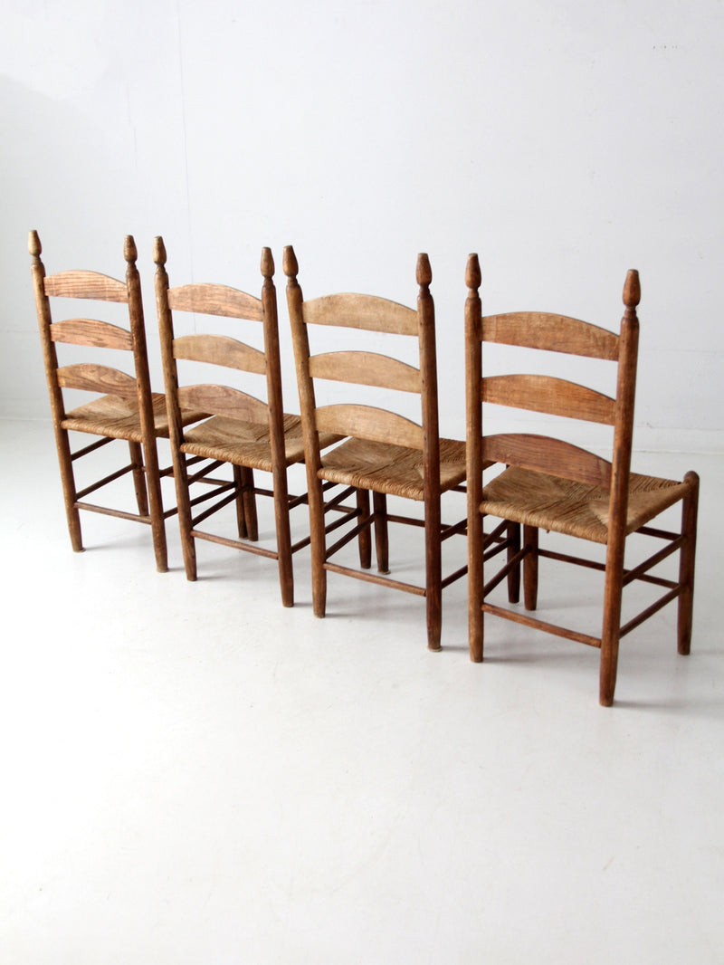 set of 4 ladder back chairs with woven seats