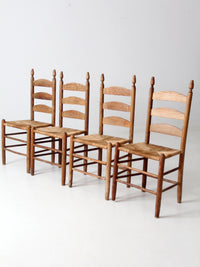 set of 4 ladder back chairs with woven seats