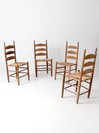 set of 4 ladder back chairs with woven seats