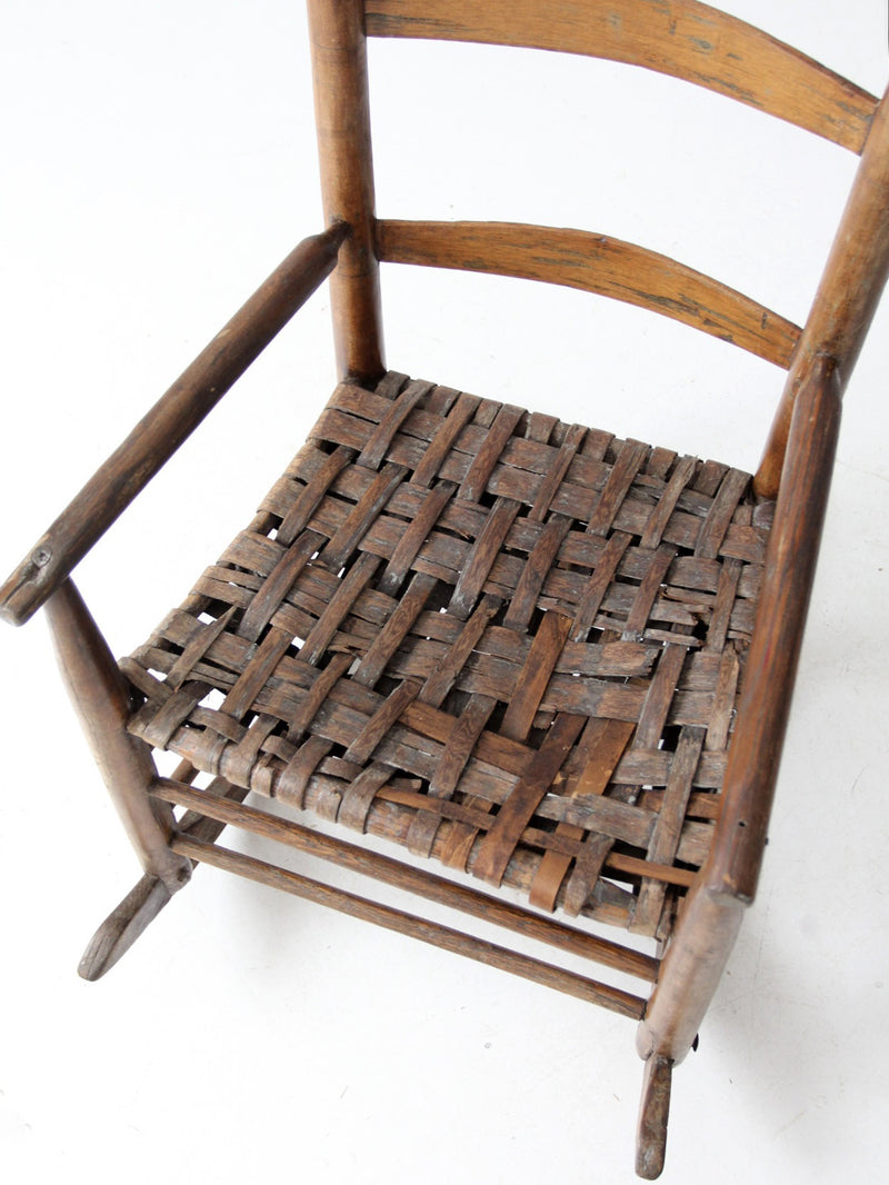 antique splint weave seat rocking chair