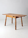 vintage 1940s pine kitchen table with slide out extensions