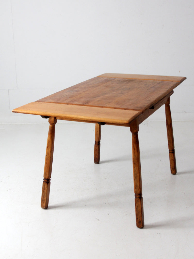 vintage 1940s pine kitchen table with slide out extensions