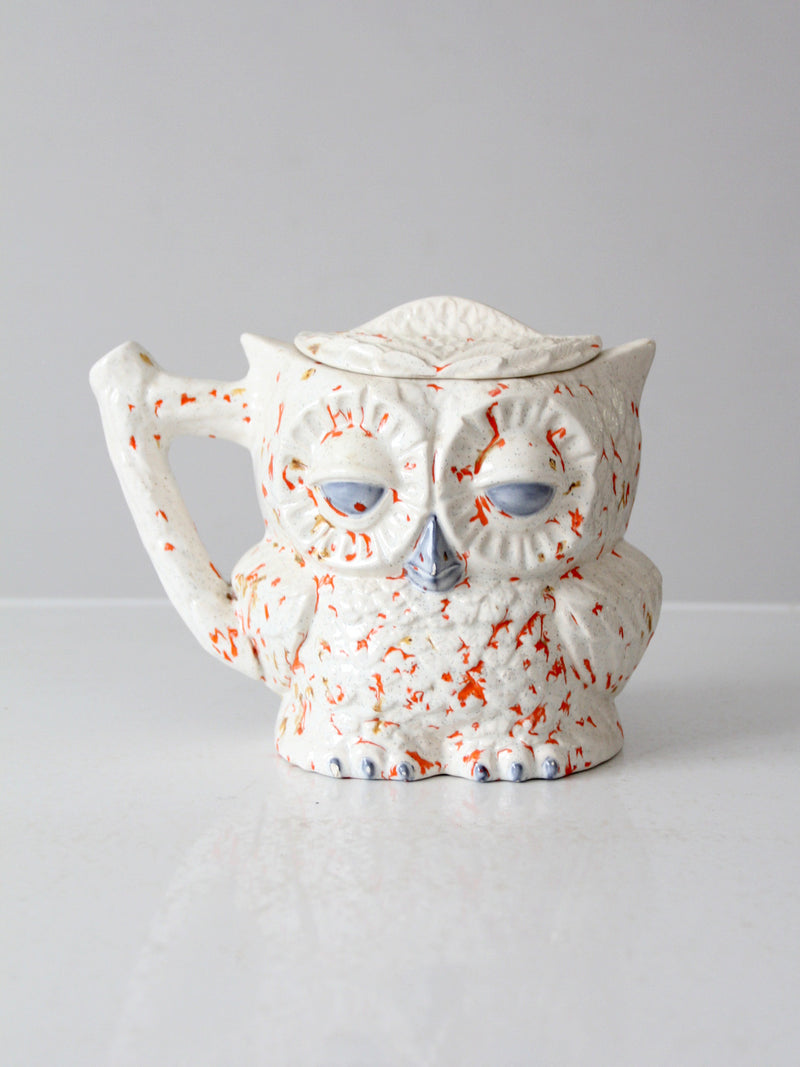 vintage handmade owl pottery pitcher