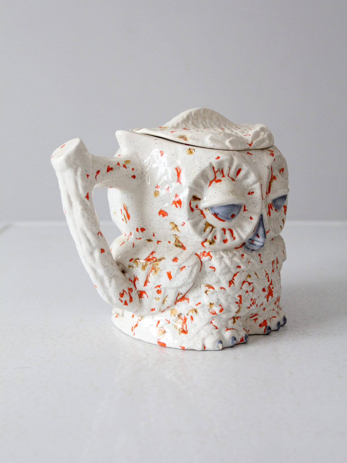 vintage handmade owl pottery pitcher