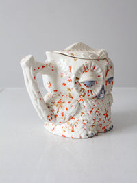 vintage handmade owl pottery pitcher