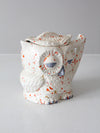 vintage handmade owl pottery pitcher