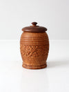 vintage hand-carved wood jar