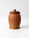 vintage hand-carved wood jar