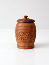 vintage hand-carved wood jar